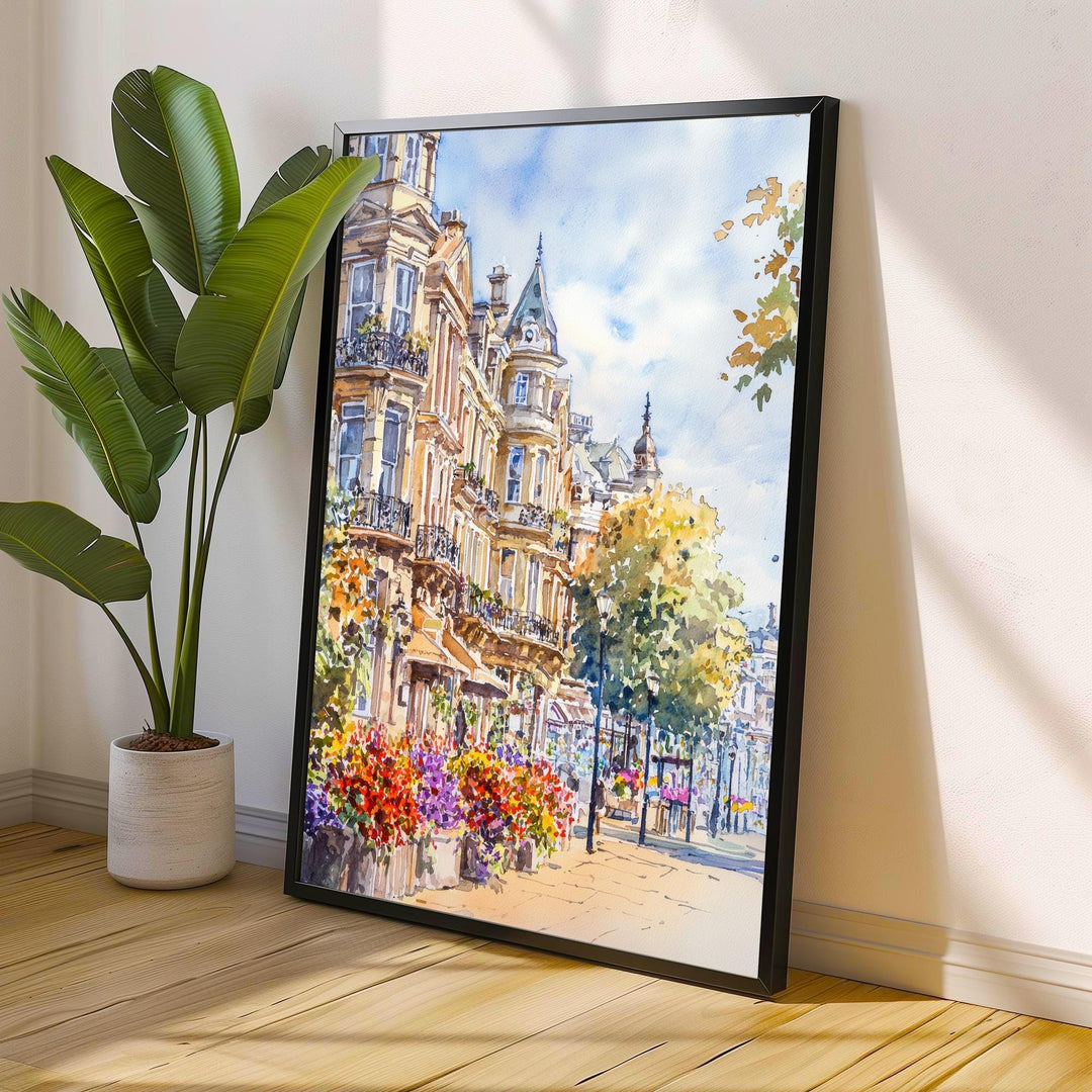 Harrogate Watercolor Painting Yorkshire Town Art Harrogate Print Scenic English Gardens Decor Gift for Wanderlust Lovers