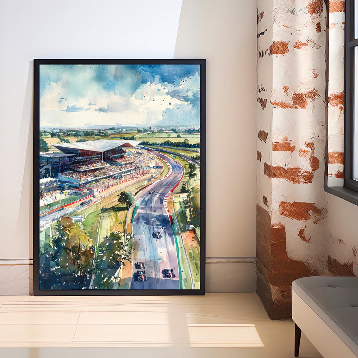 Silverstone Watercolor Painting British Grand Prix Art F1 Racing Print Motorsport Decor Gift for Formula 1 Fans