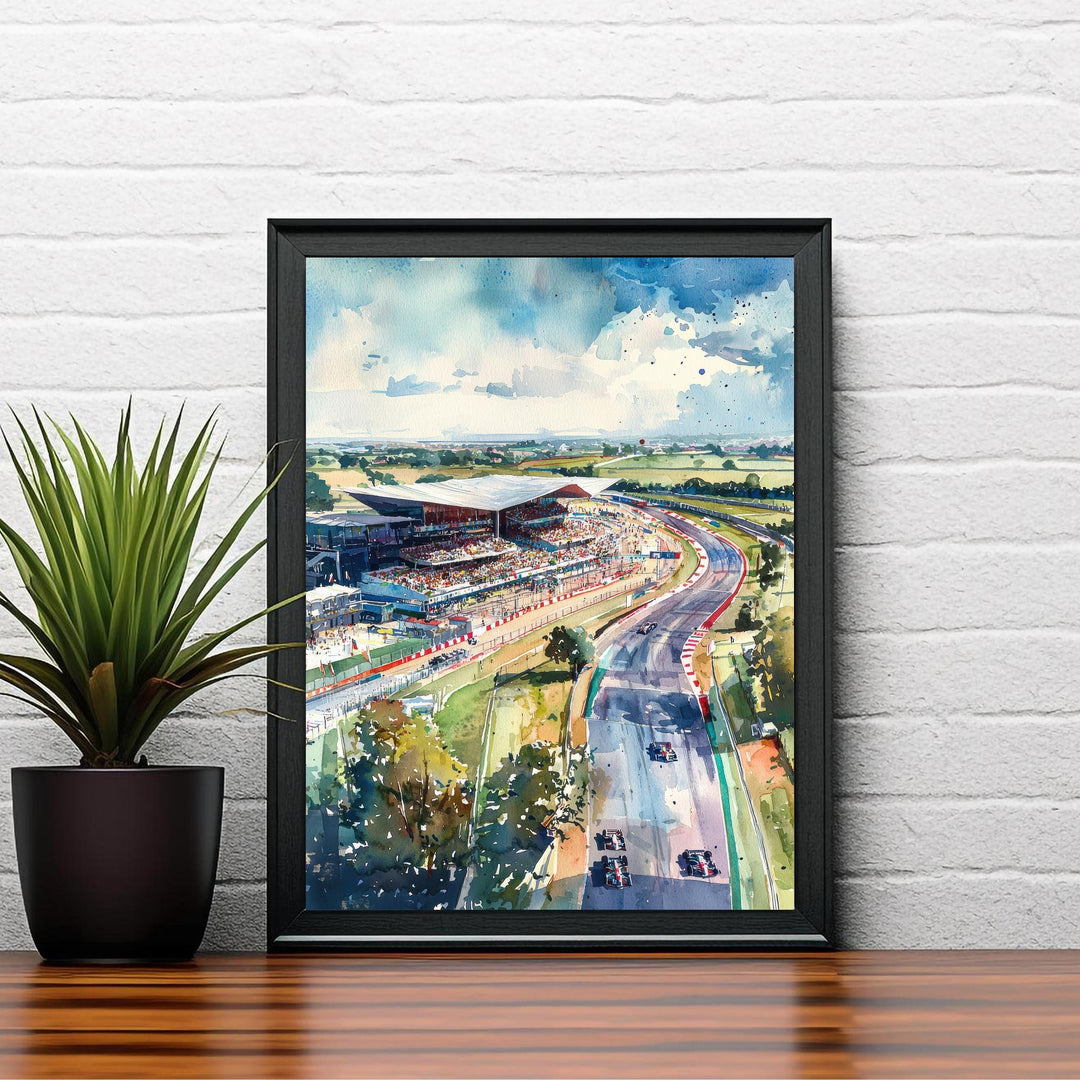 Silverstone Watercolor Painting British Grand Prix Art F1 Racing Print Motorsport Decor Gift for Formula 1 Fans