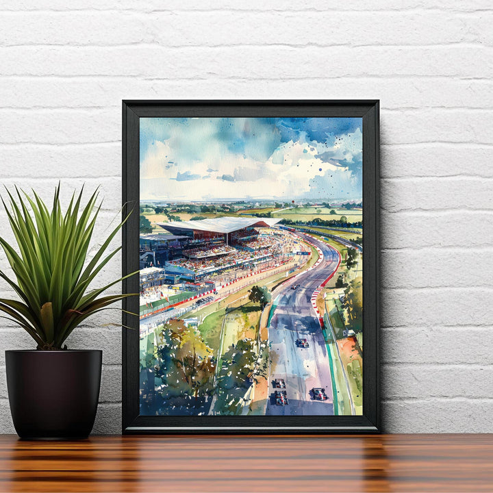 Silverstone Watercolor Painting British Grand Prix Art F1 Racing Print Motorsport Decor Gift for Formula 1 Fans