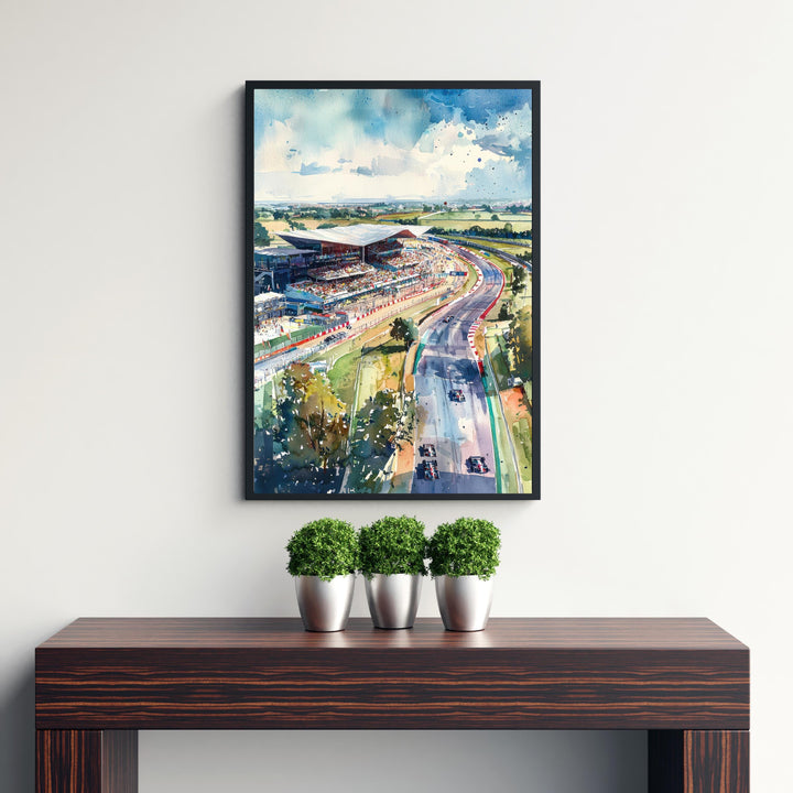 Silverstone Watercolor Painting British Grand Prix Art F1 Racing Print Motorsport Decor Gift for Formula 1 Fans