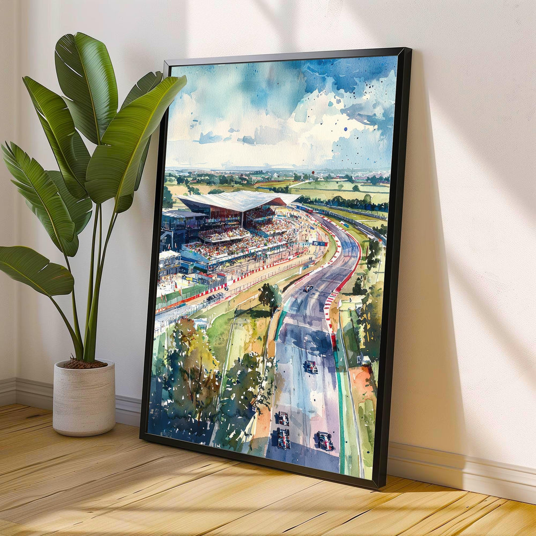 Silverstone Watercolor Painting British Grand Prix Art F1 Racing Print Motorsport Decor Gift for Formula 1 Fans
