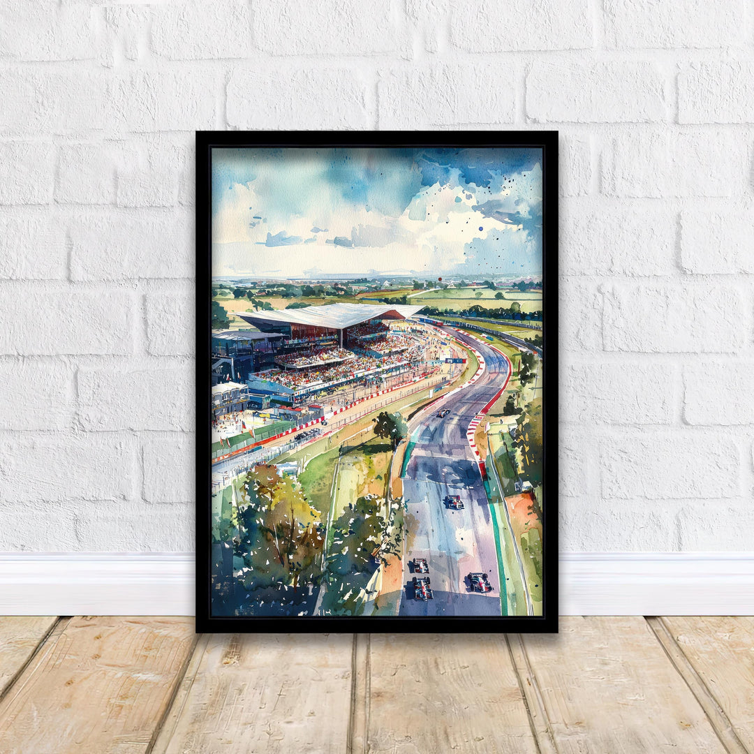 Silverstone Watercolor Painting British Grand Prix Art F1 Racing Print Motorsport Decor Gift for Formula 1 Fans