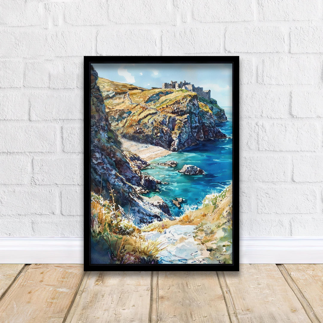 Tintagel Castle Watercolor Painting Cornwall Coast Art Arthurian Legend Decor Gift for History Lovers