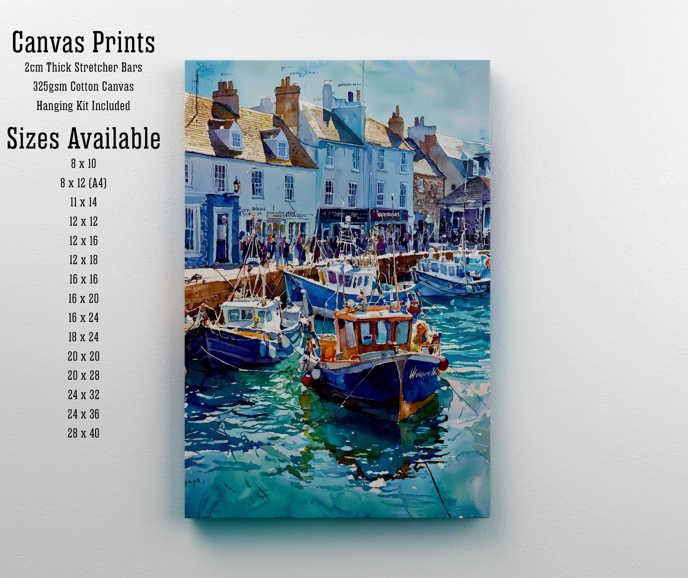 Weymouth Harbour Watercolor Painting Dorset Coast Art England Print Seaside Decor Gift for Sailors