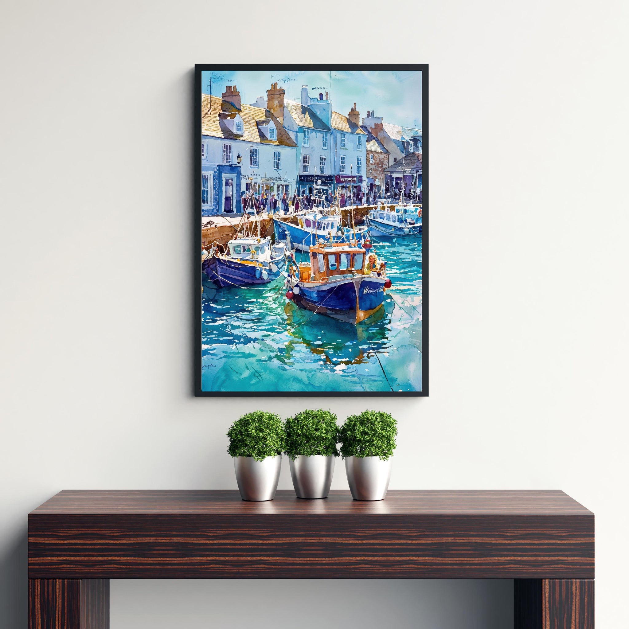 Weymouth Harbour Watercolor Painting Dorset Coast Art England Print Seaside Decor Gift for Sailors