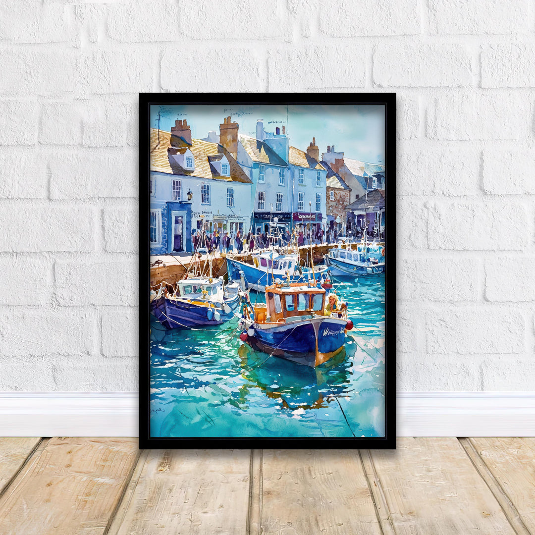 Weymouth Harbour Watercolor Painting Dorset Coast Art England Print Seaside Decor Gift for Sailors