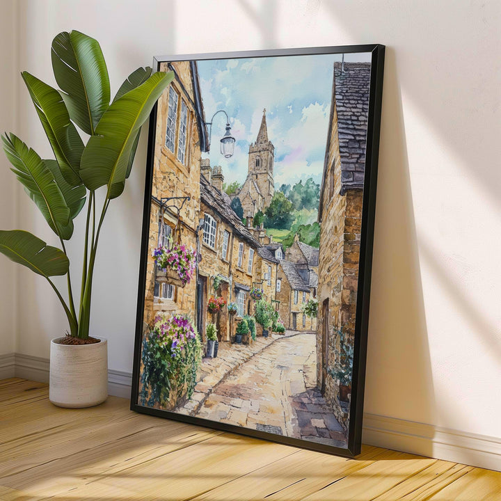 Winchcombe Watercolor Painting Cotswolds Art England Village Decor Gift for Cottagecore Lovers