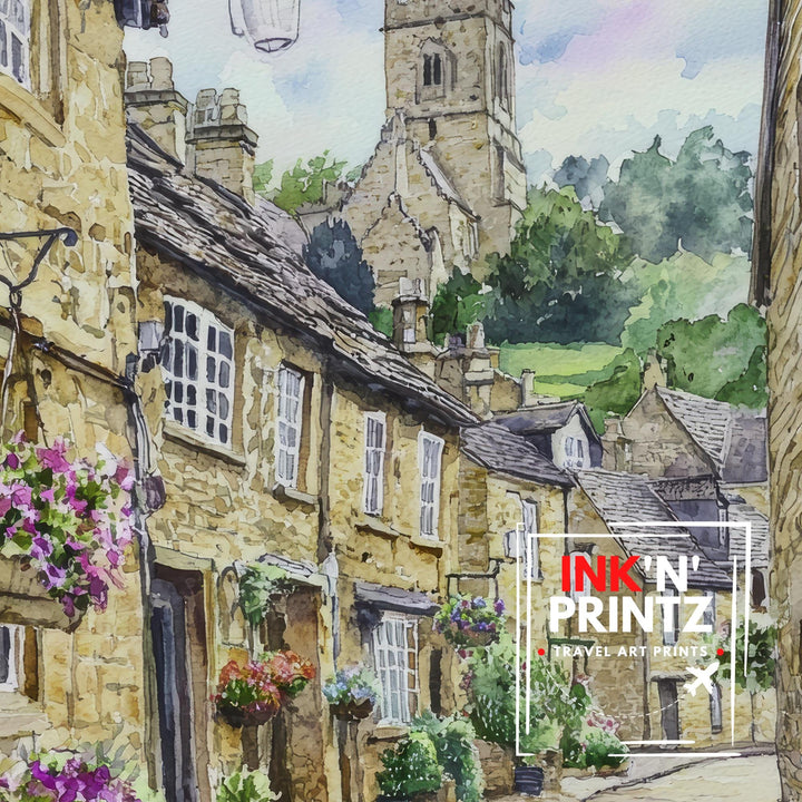 Winchcombe Watercolor Painting Cotswolds Art England Village Decor Gift for Cottagecore Lovers