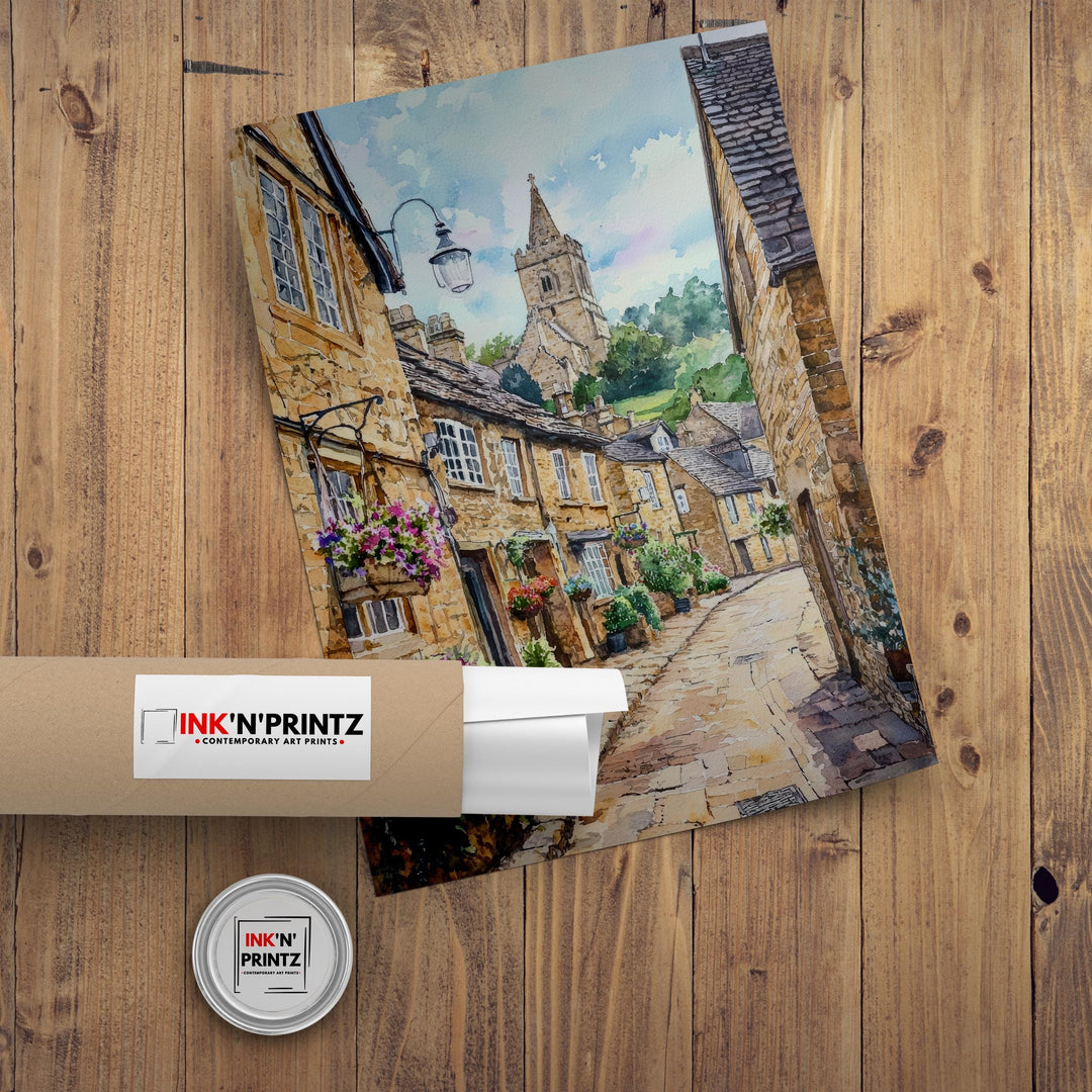 Winchcombe Watercolor Painting Cotswolds Art England Village Decor Gift for Cottagecore Lovers