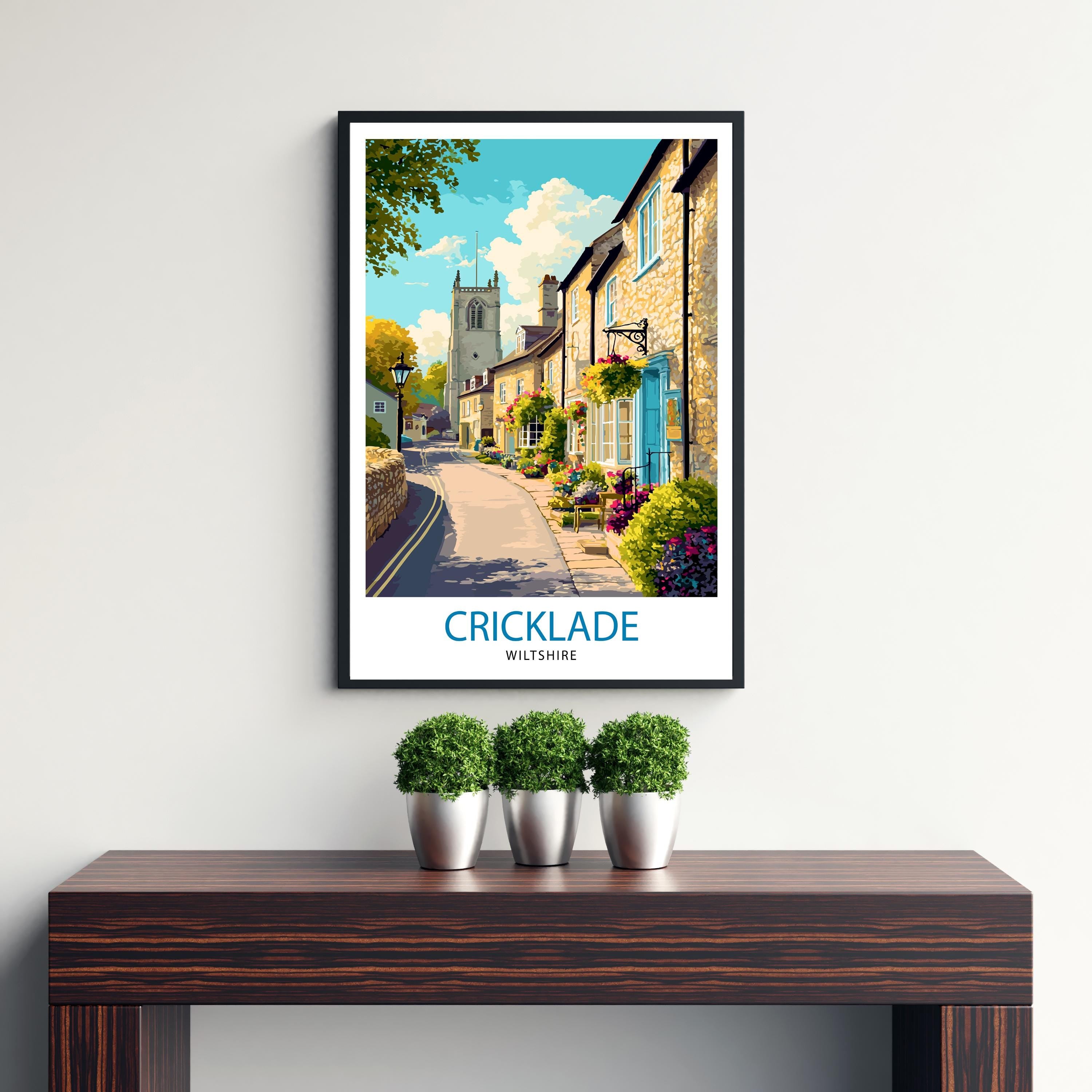Cricklade Wiltshire Travel Poster UK Village Art Cricklade Print Scenic Wiltshire Decor Gift for England Lovers