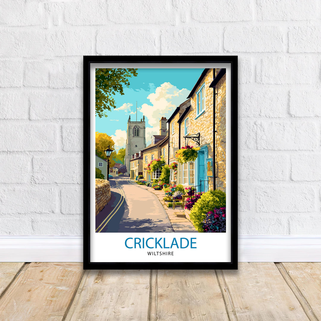 Cricklade Wiltshire Travel Poster UK Village Art Cricklade Print Scenic Wiltshire Decor Gift for England Lovers