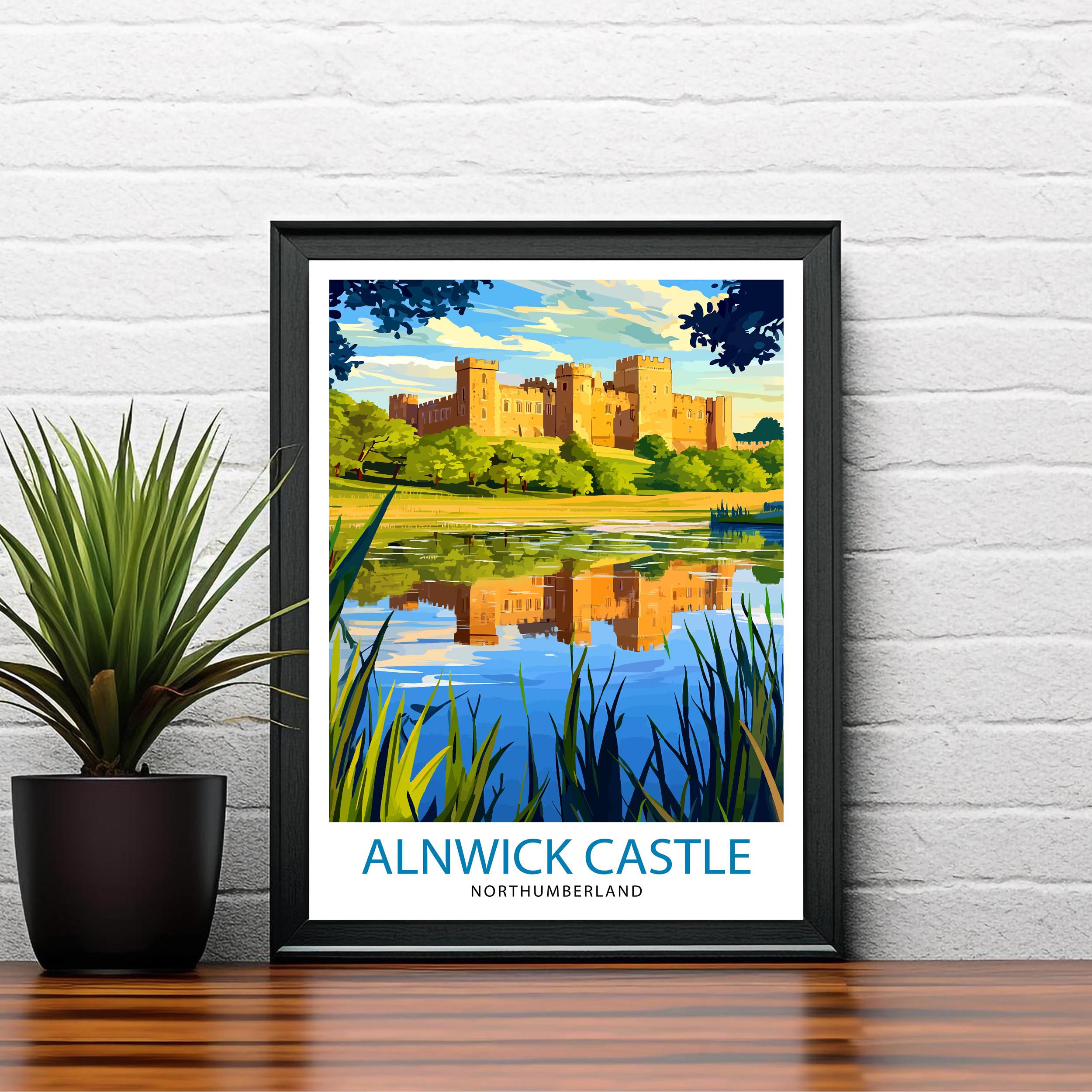 Alnwick Castle Travel Poster Northumberland Castle Art Alnwick Print Scenic Castle Decor Gift for UK History Lovers