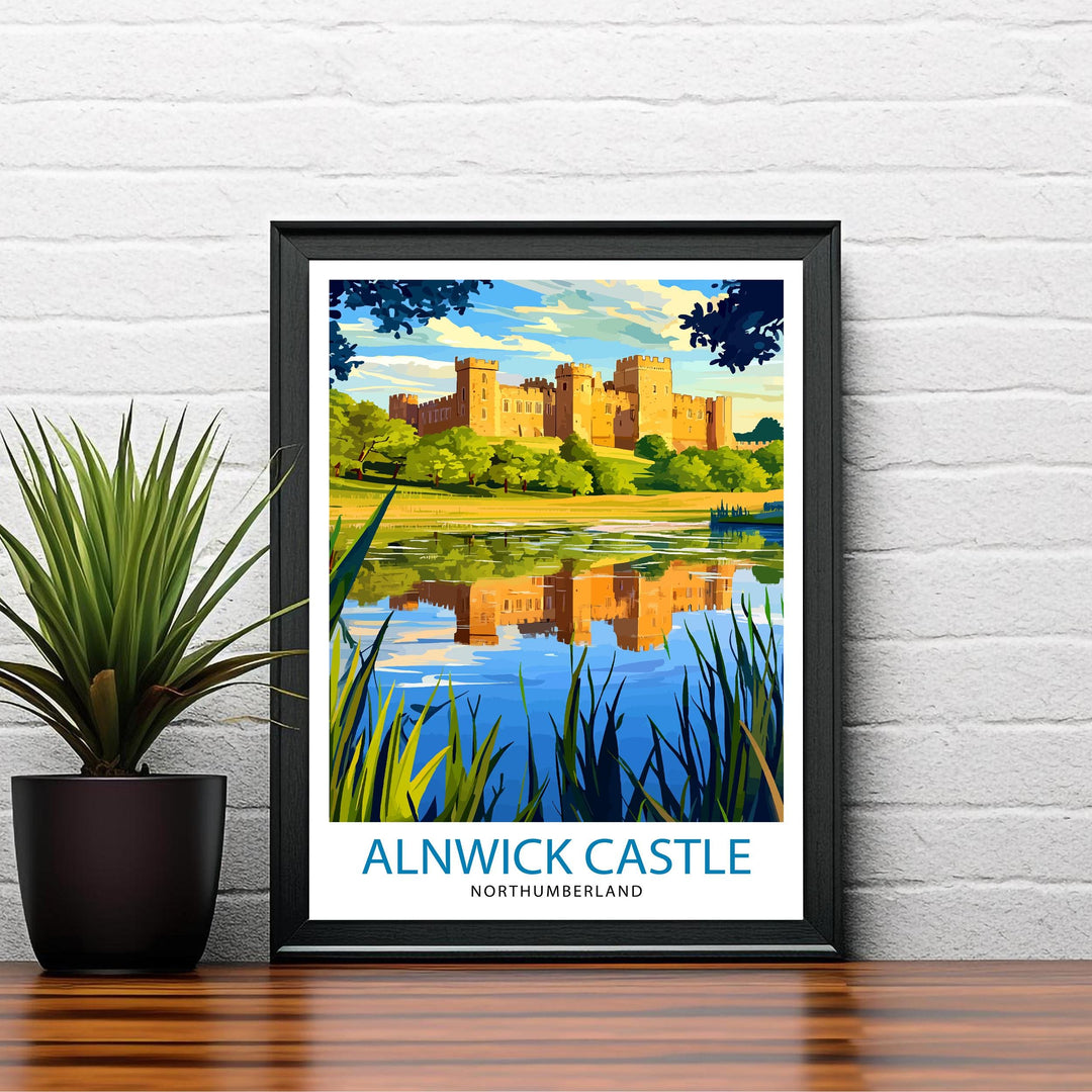 Alnwick Castle Travel Poster Northumberland Castle Art Alnwick Print Scenic Castle Decor Gift for UK History Lovers