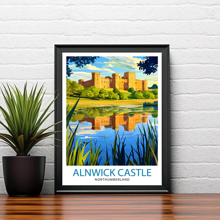 Alnwick Castle Travel Poster Northumberland Castle Art Alnwick Print Scenic Castle Decor Gift for UK History Lovers