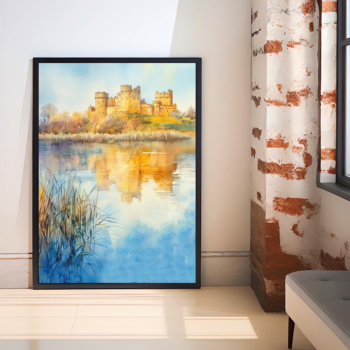 Alnwick Castle Watercolor Painting UK Castle Art Alnwick Print Scenic Medieval Castle Decor