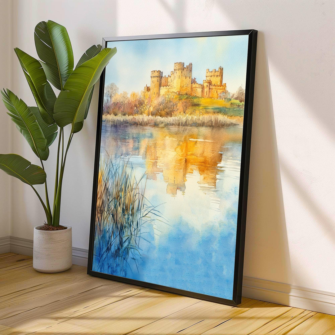 Alnwick Castle Watercolor Painting UK Castle Art Alnwick Print Scenic Medieval Castle Decor