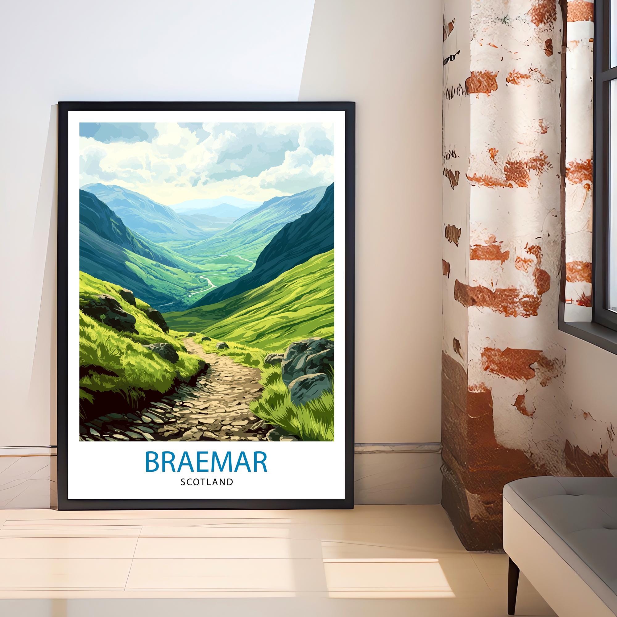 Braemar Scotland Travel Poster Scottish Village Art Braemar Print Scenic Highland Village Decor Gift for Scotland Lovers