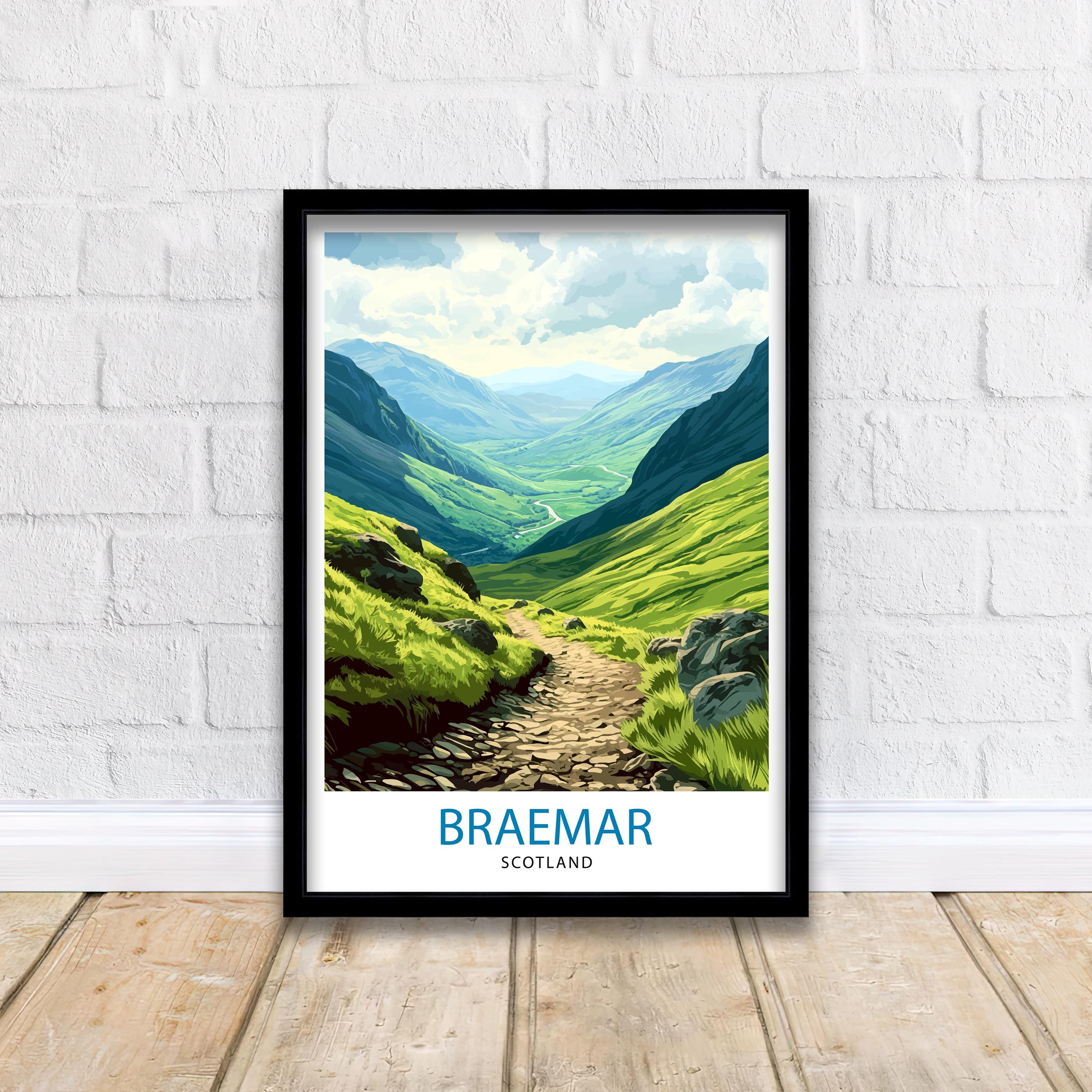 Braemar Scotland Travel Poster Scottish Village Art Braemar Print Scenic Highland Village Decor Gift for Scotland Lovers