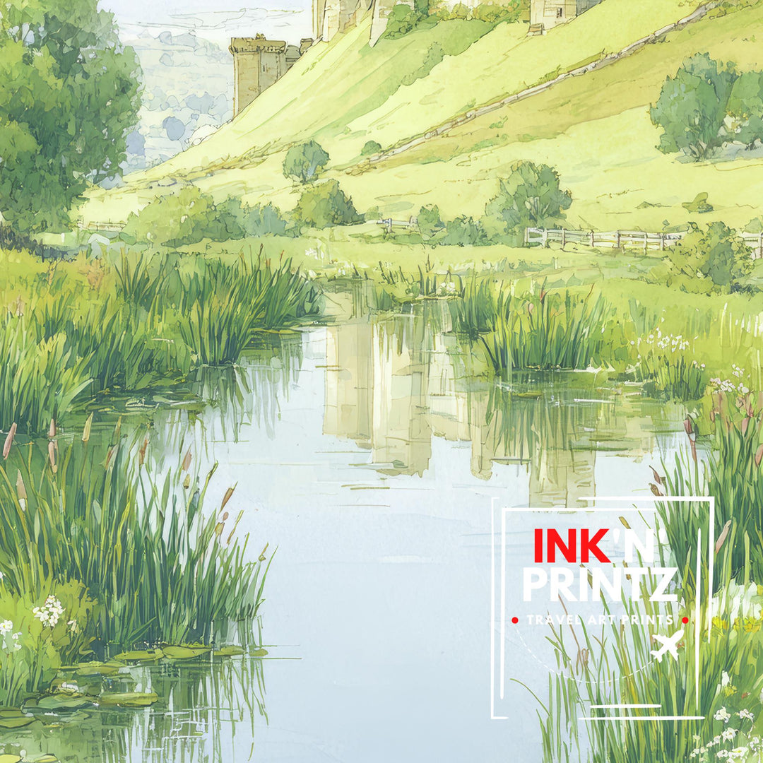 Alnwick Castle Watercolor Painting Northumberland Castle Art Alnwick Print Medieval Castle Decor