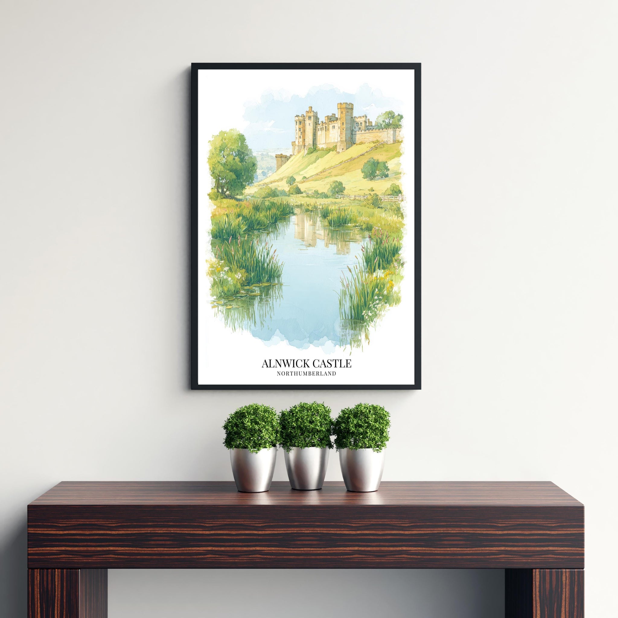Alnwick Castle Watercolor Painting Northumberland Castle Art Alnwick Print Medieval Castle Decor