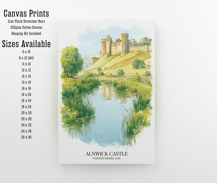 Alnwick Castle Watercolor Painting Northumberland Castle Art Alnwick Print Medieval Castle Decor