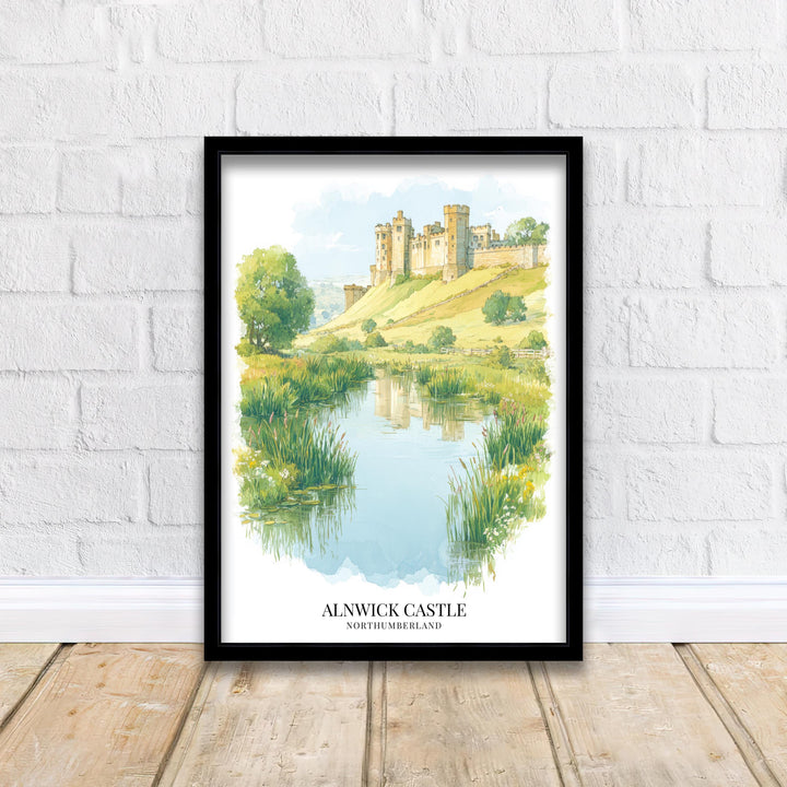 Alnwick Castle Watercolor Painting Northumberland Castle Art Alnwick Print Medieval Castle Decor