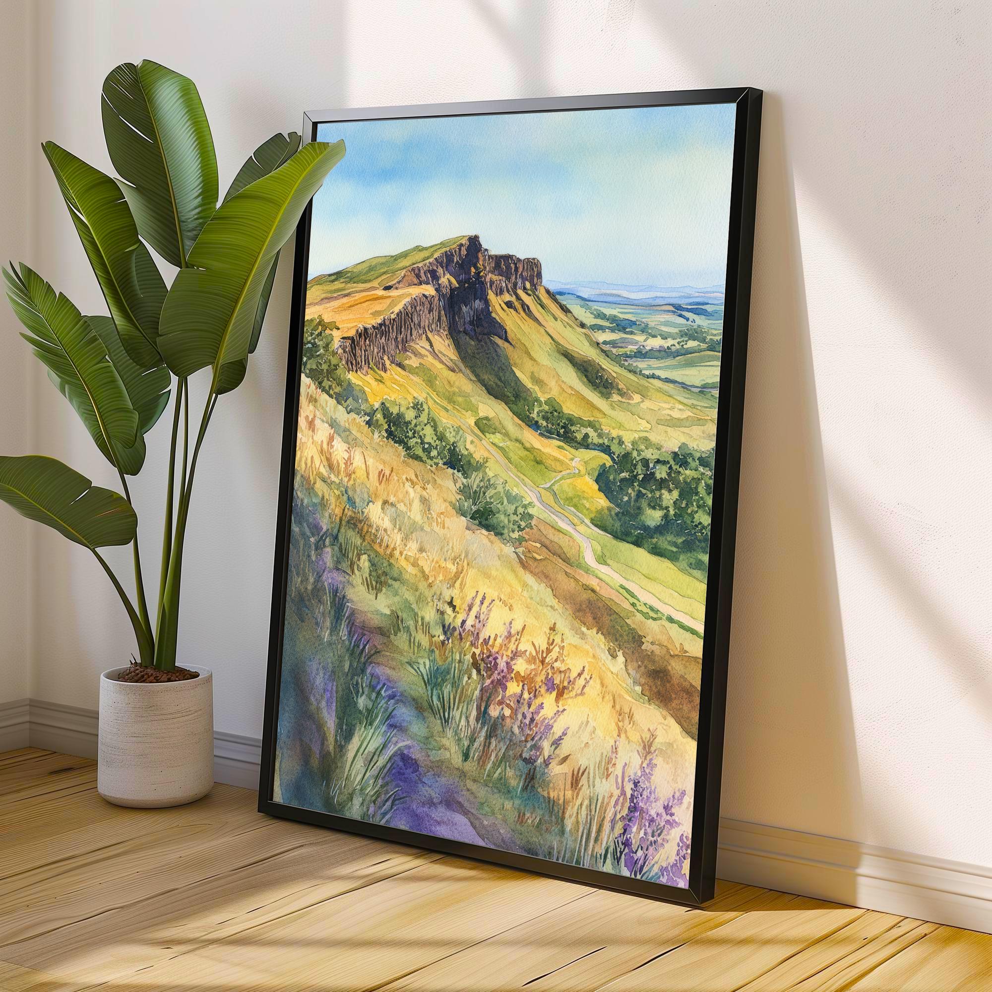 Arthur's Seat Scotland Watercolor Painting Edinburgh Landscape Art Arthur's Seat Print Scenic City View Decor