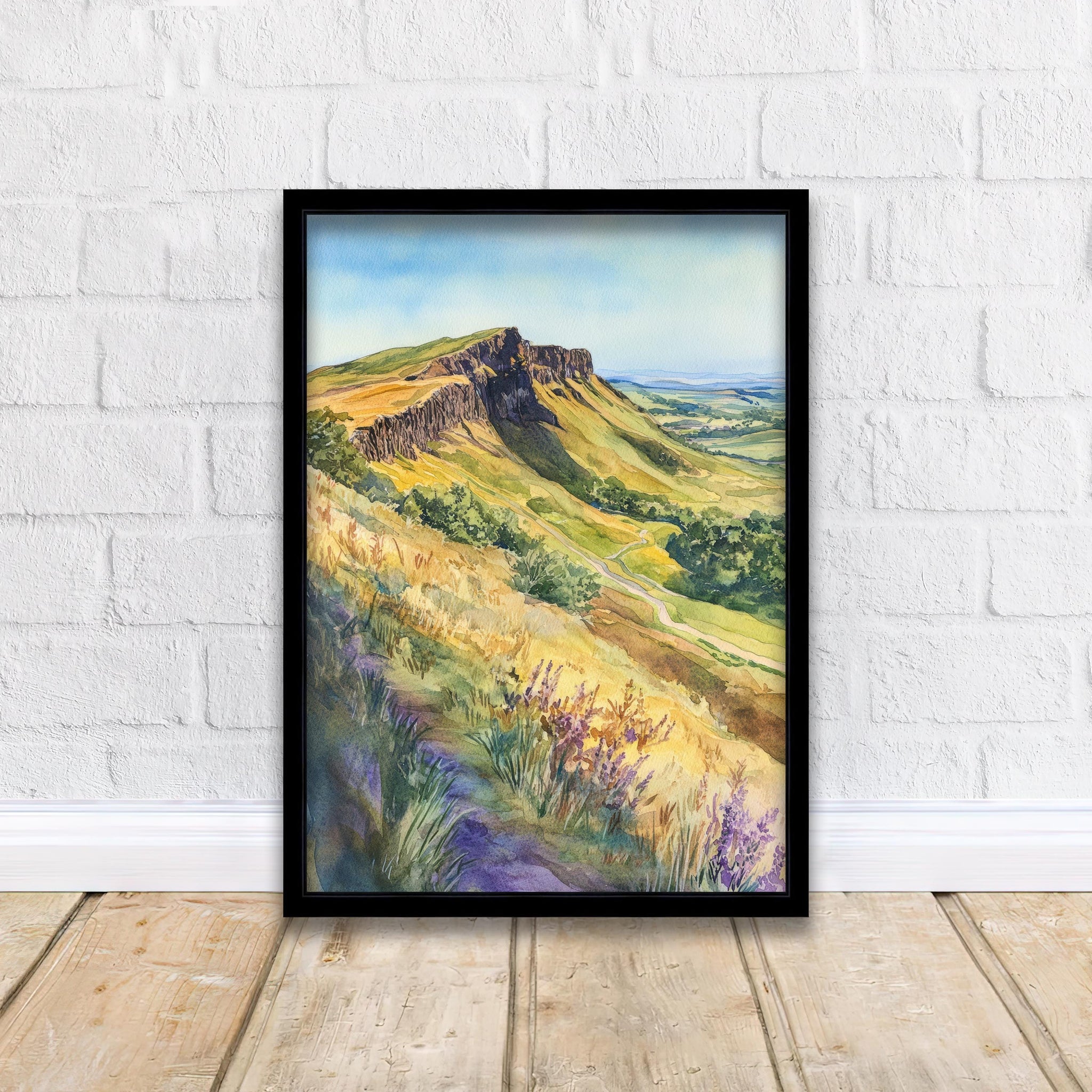 Arthur's Seat Scotland Watercolor Painting Edinburgh Landscape Art Arthur's Seat Print Scenic City View Decor