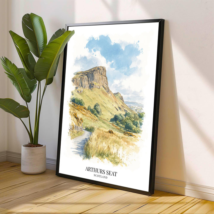 Arthur's Seat Scotland Watercolor Painting Edinburgh Art Arthur's Seat Print Scenic Scottish City Decor