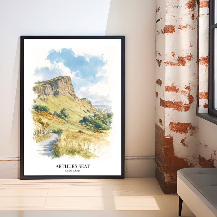Arthur's Seat Scotland Watercolor Painting Edinburgh Art Arthur's Seat Print Scenic Scottish City Decor