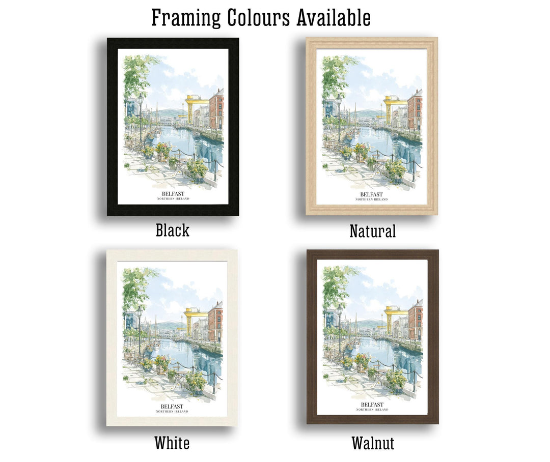 Belfast Watercolor Painting Northern Ireland Art Belfast Print Scenic City View Decor