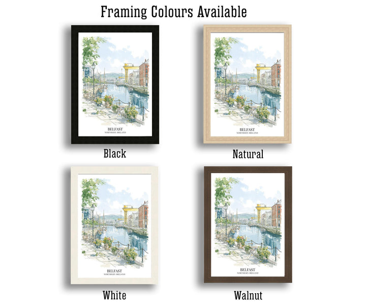 Belfast Watercolor Painting Northern Ireland Art Belfast Print Scenic City View Decor