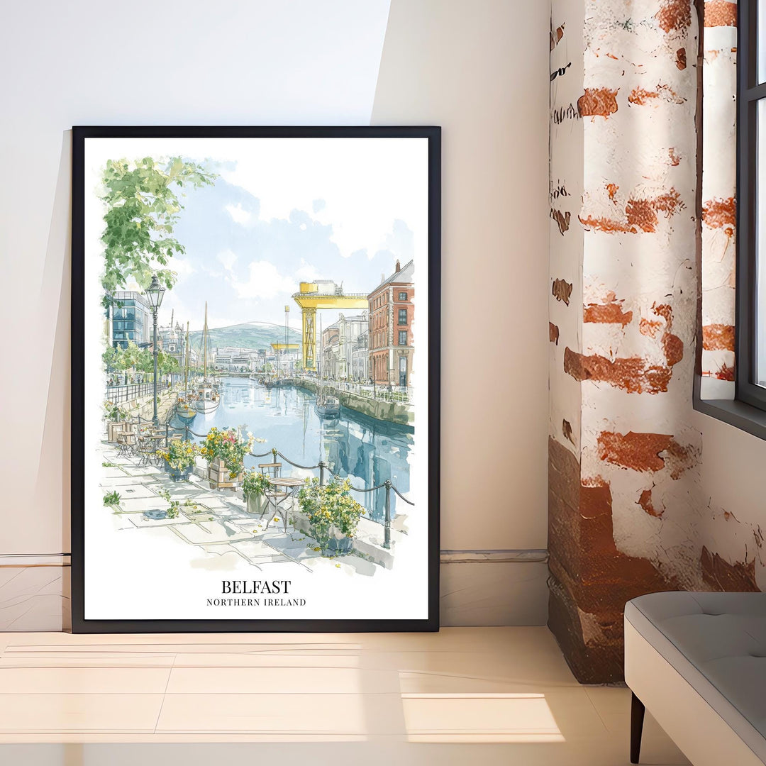 Belfast Watercolor Painting Northern Ireland Art Belfast Print Scenic City View Decor