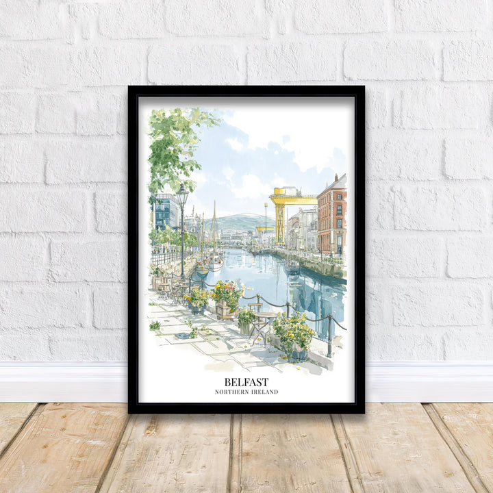 Belfast Watercolor Painting Northern Ireland Art Belfast Print Scenic City View Decor