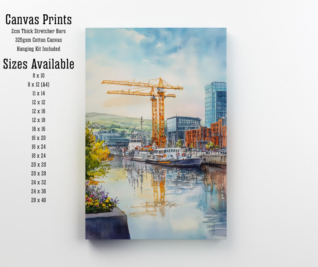 Belfast Watercolor Painting Northern Ireland Art Belfast Print Scenic City View Decor