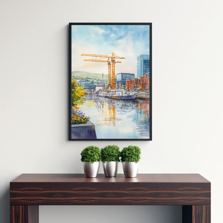 Belfast Watercolor Painting Northern Ireland Art Belfast Print Scenic City View Decor