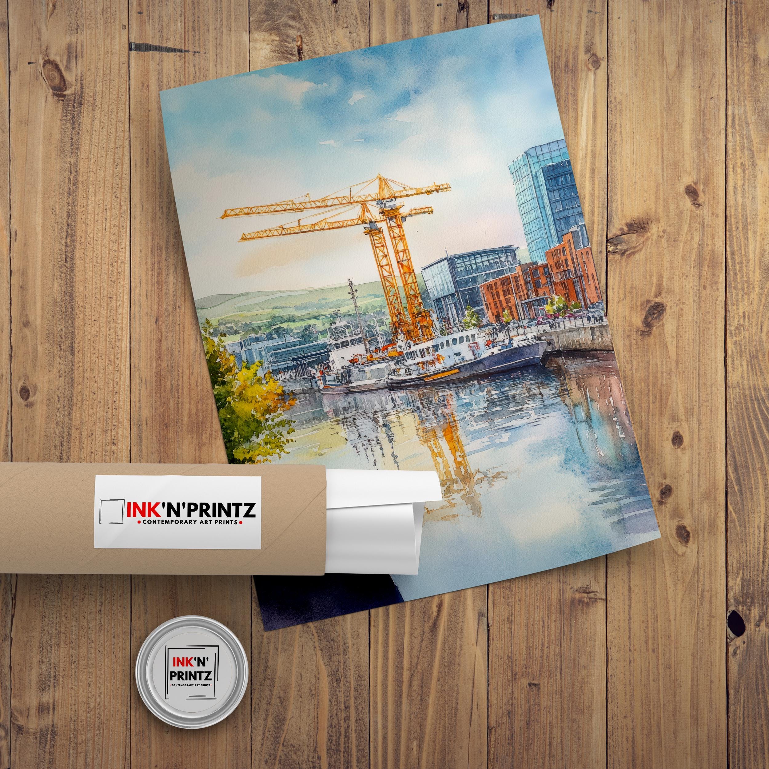 Belfast Watercolor Painting Northern Ireland Art Belfast Print Scenic City View Decor