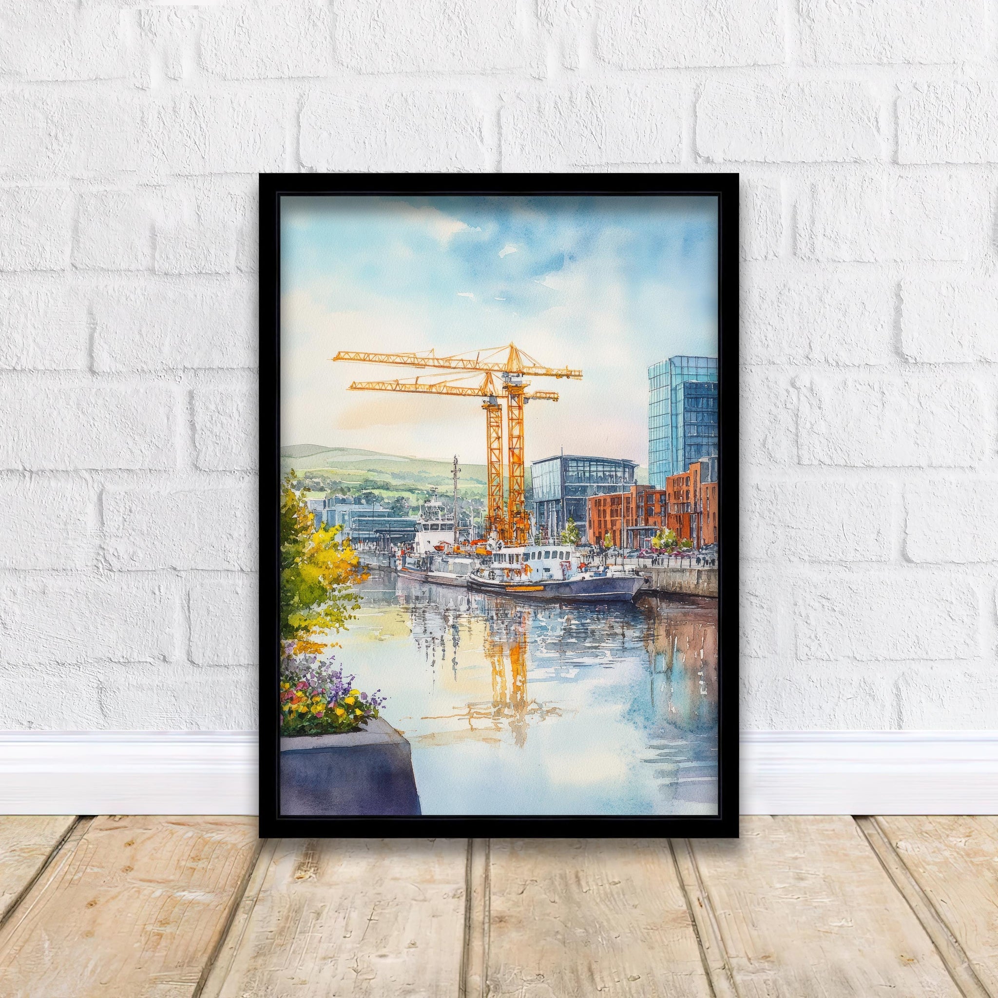 Belfast Watercolor Painting Northern Ireland Art Belfast Print Scenic City View Decor