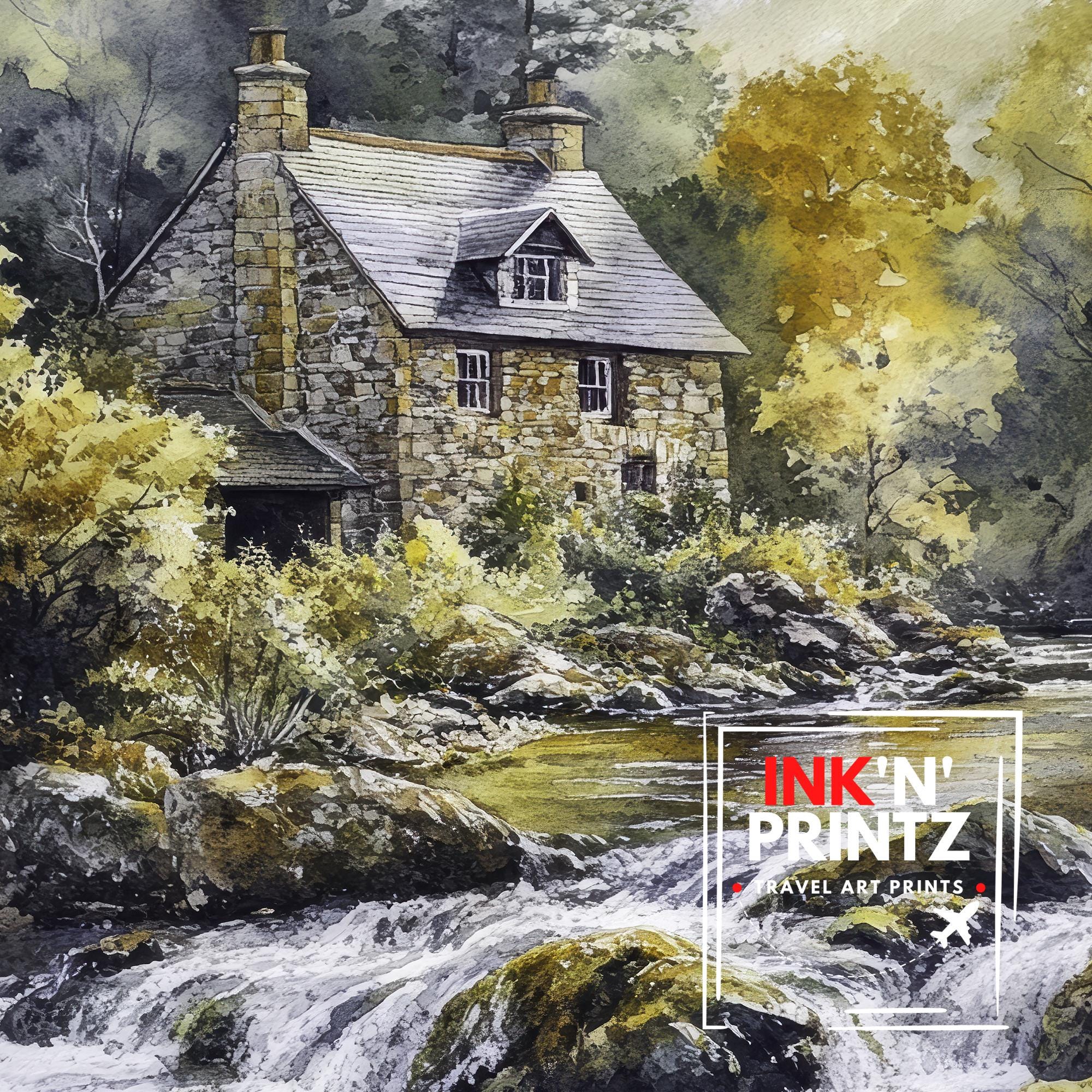 Betws-y-Coed Travel Poster North Wales Village Art Betws-y-Coed Print Scenic Mountain Village Decor Gift for Wales Lovers