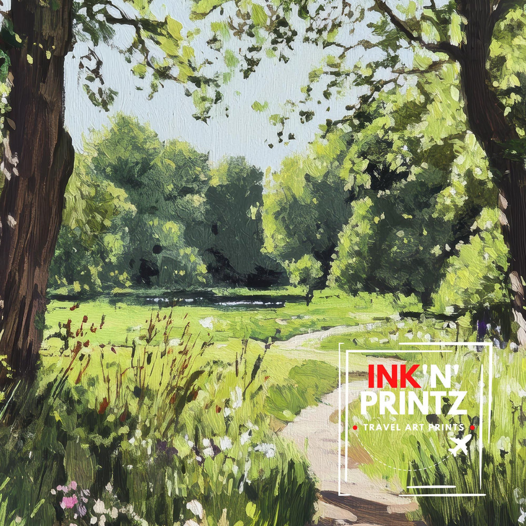 Hampstead Heath Watercolor Painting London Park Art Print Hampstead Heath Pond Scenic Wall Decor Gift for London Lovers