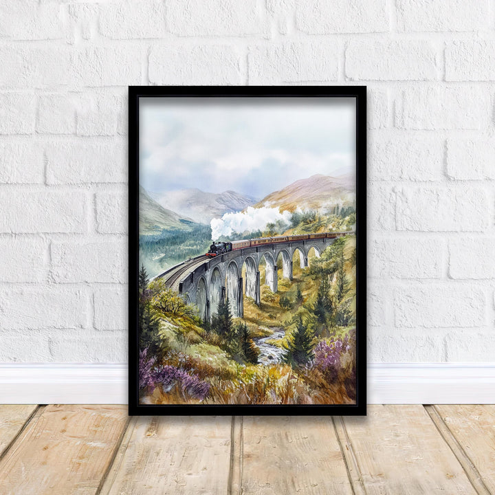 Glenfinnan Viaduct Watercolor Painting Scottish Highlands Art Print Harry Potter Bridge Decor Gift for Scotland Lovers