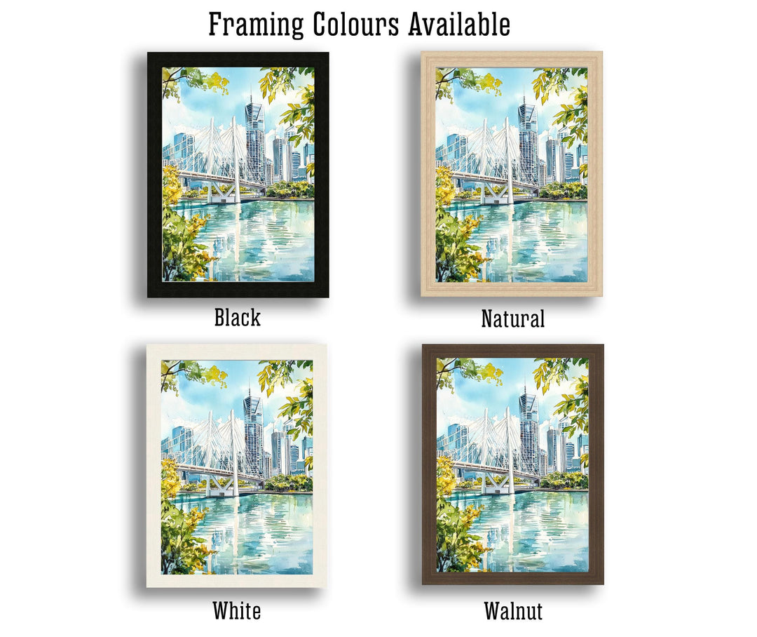 Brisbane River Watercolor Painting Australia Cityscape Art Print Story Bridge Queensland Decor Gift for Australia Lovers