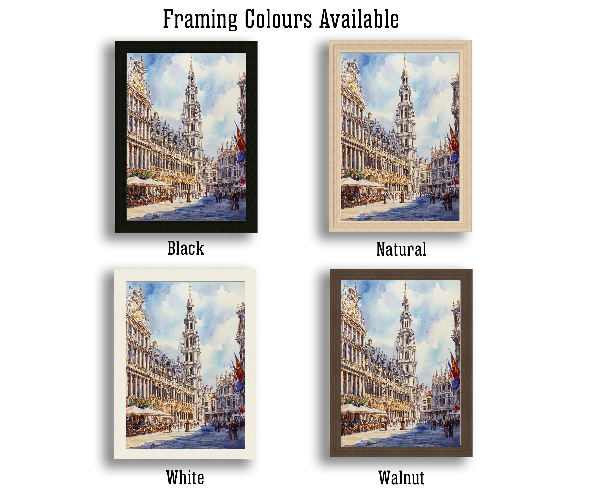 Brussels Grand-Place Watercolor Painting Belgium Cityscape Art Print European Travel Decor Gift for Belgium Lovers
