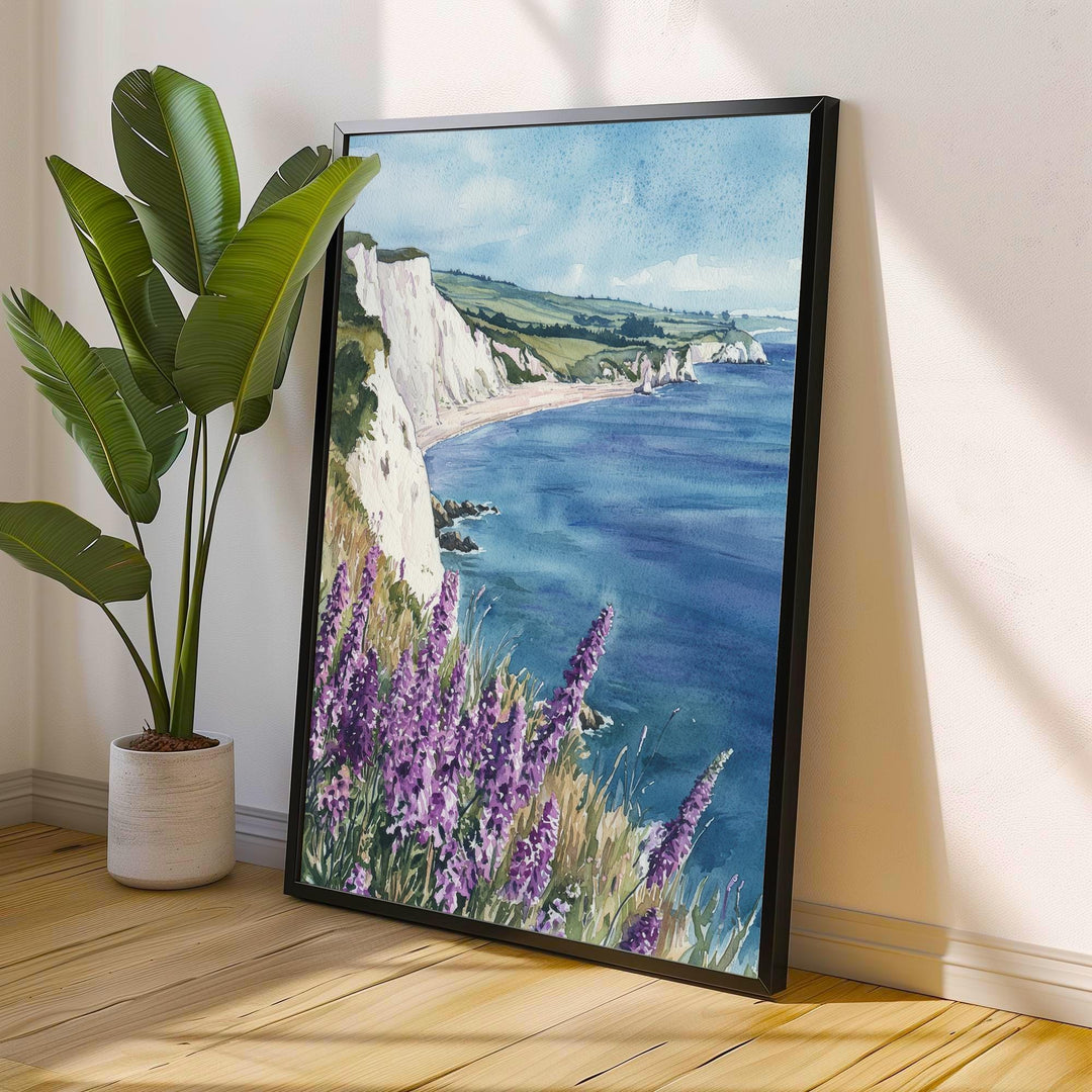 Isle of Wight Watercolor Painting The Needles Coastal Art Print UK Seaside Decor Gift for Island Lovers