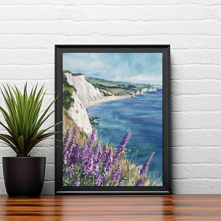 Isle of Wight Watercolor Painting The Needles Coastal Art Print UK Seaside Decor Gift for Island Lovers