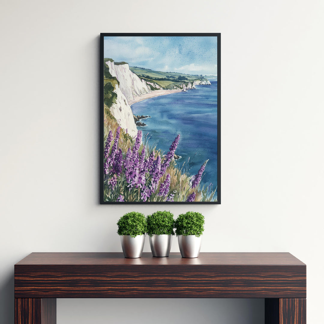 Isle of Wight Watercolor Painting The Needles Coastal Art Print UK Seaside Decor Gift for Island Lovers
