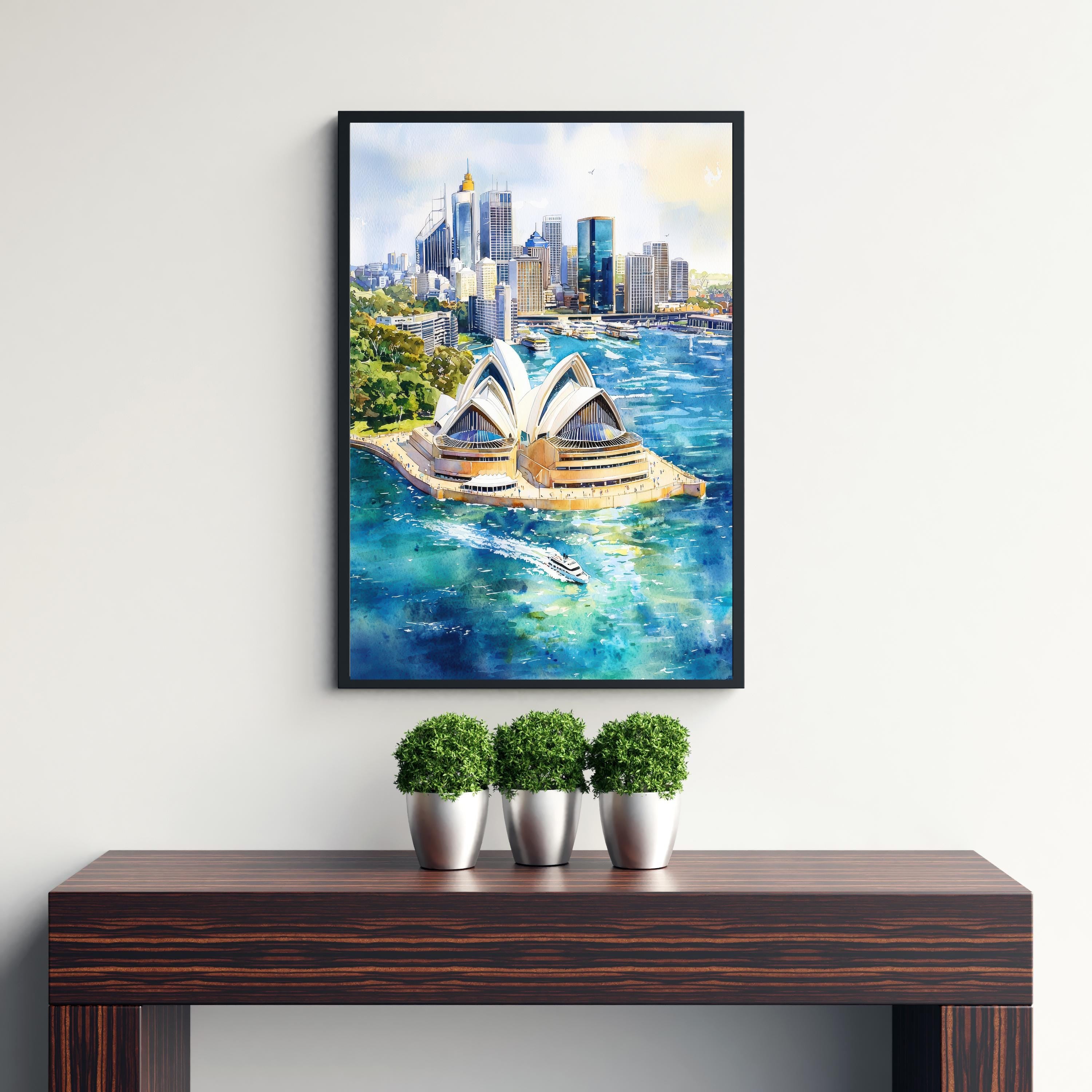 Sydney Harbor Watercolor Painting Australia Cityscape Art Print Sydney Opera House Decor Gift for Australia Lovers