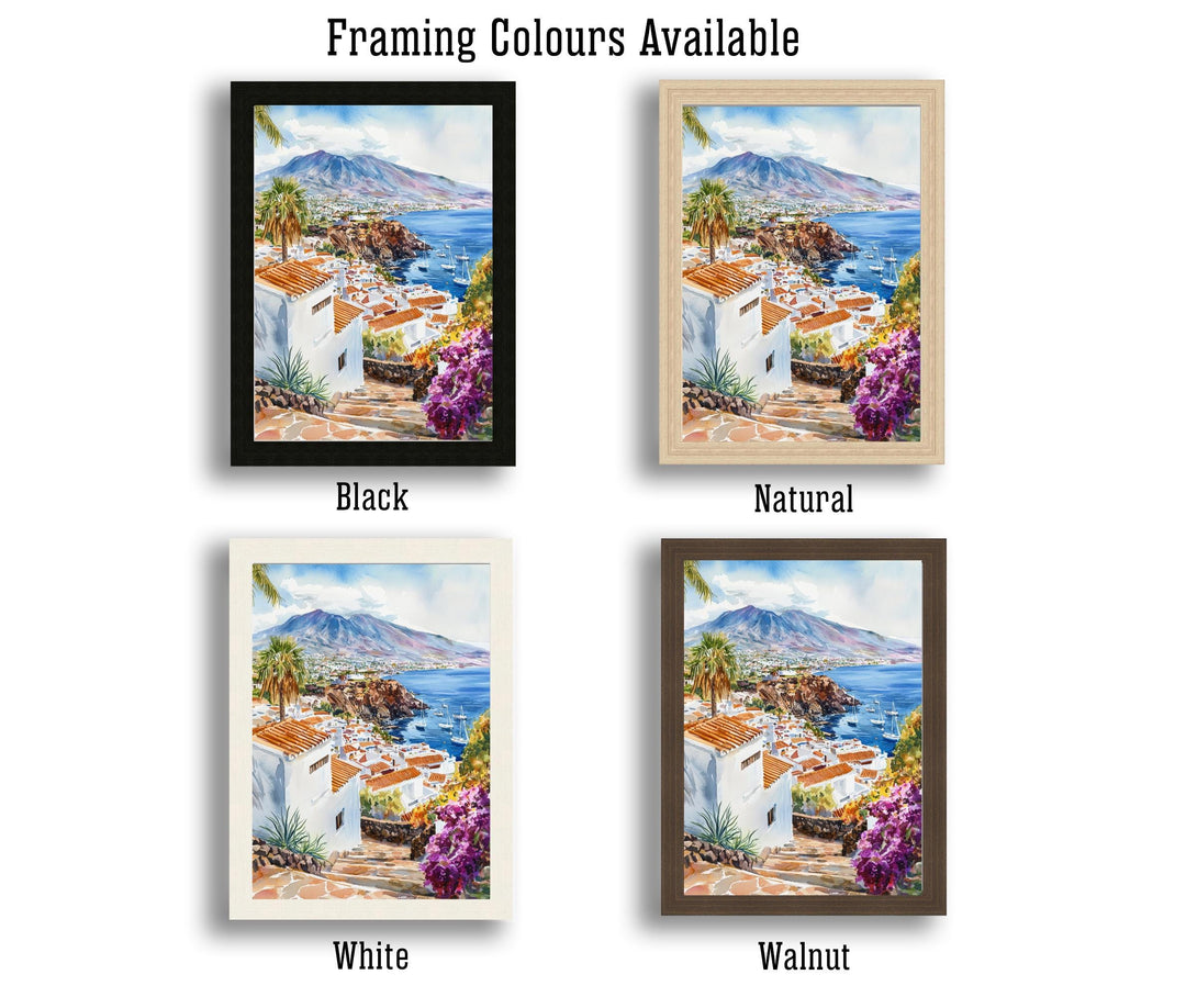 Tenerife Watercolor Painting Mount Teide Art Print Canary Islands Landscape Decor Gift for Spain Lovers
