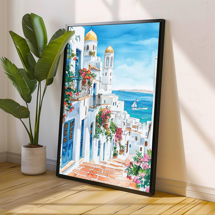 Tunisia Watercolor Painting Tunisia Village Art Print North Africa Decor Gift for Travel Lovers